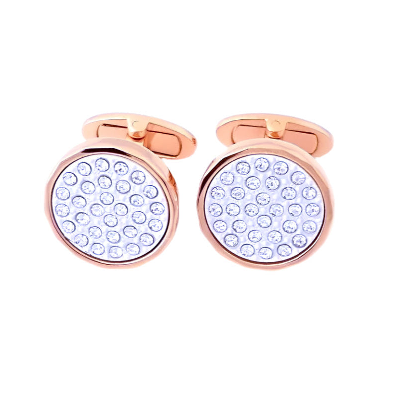 Smooth Circle Cufflinks With Round Dotted Swarovski Crystals