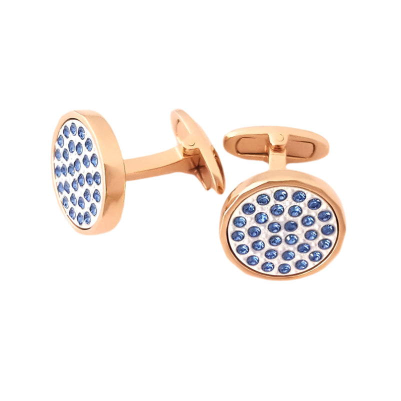 Smooth Circle Cufflinks With Round Dotted Swarovski Crystals