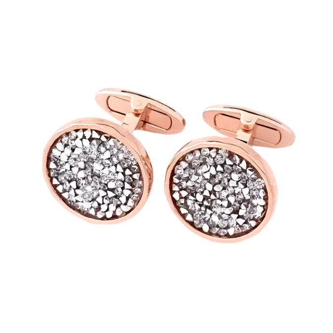 Smooth Circle Cufflinks With Rock Swarovski Crystals