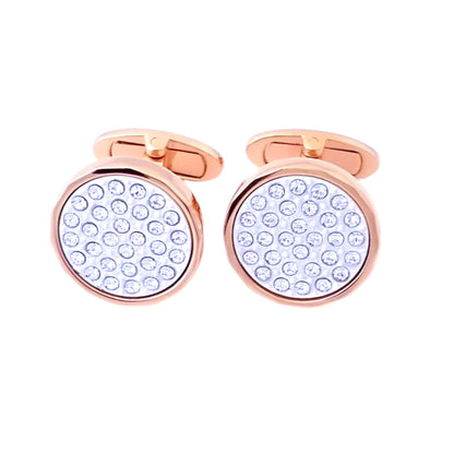 Smooth Circle Cufflinks With Round Dotted Swarovski Crystals