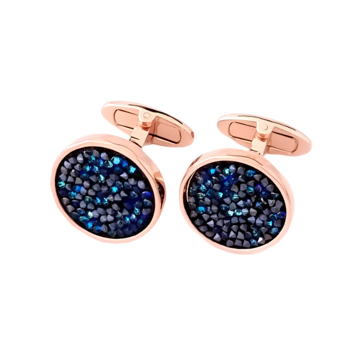 Smooth Circle Cufflinks With Rock Swarovski Crystals