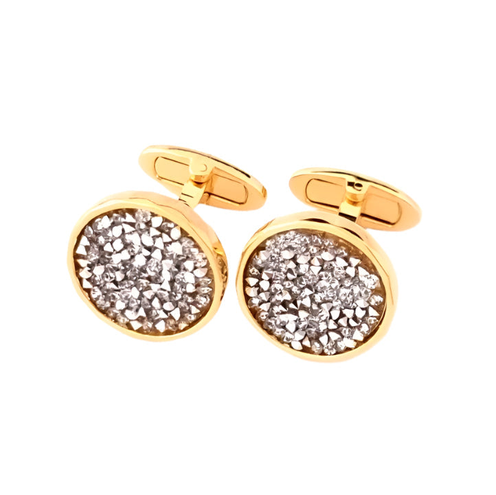 Smooth Circle Cufflinks With Rock Swarovski Crystals