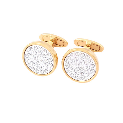 Smooth Circle Cufflinks With Round Dotted Swarovski Crystals